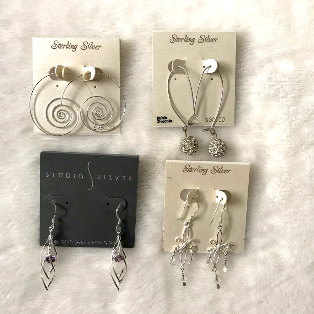 Sterling silver set of four earrings